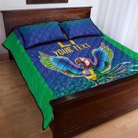 Brazil Canarinho Custom Quilt Bed Set Macaw Mascot with Brazil Flag Colors
