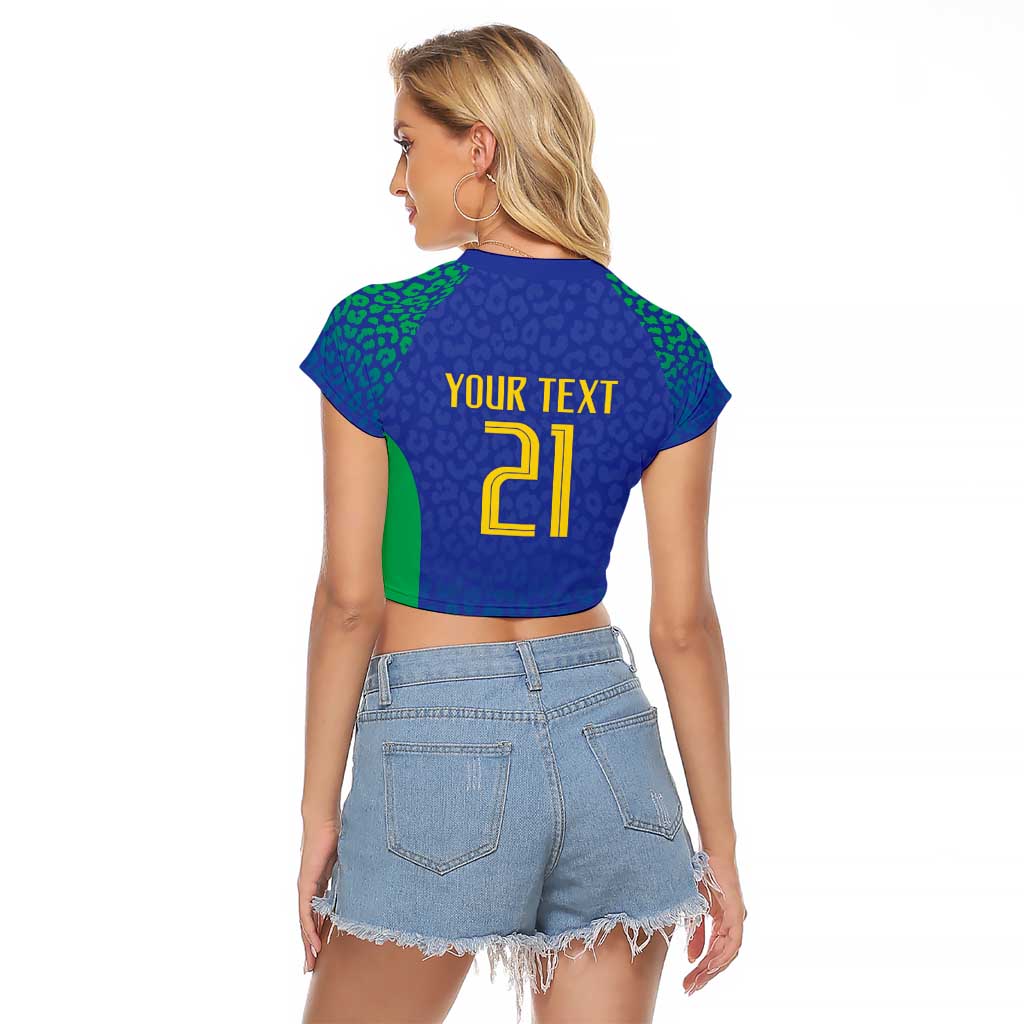 Brazil Canarinho Custom Raglan Cropped T Shirt Macaw Mascot with Brazil Flag Colors