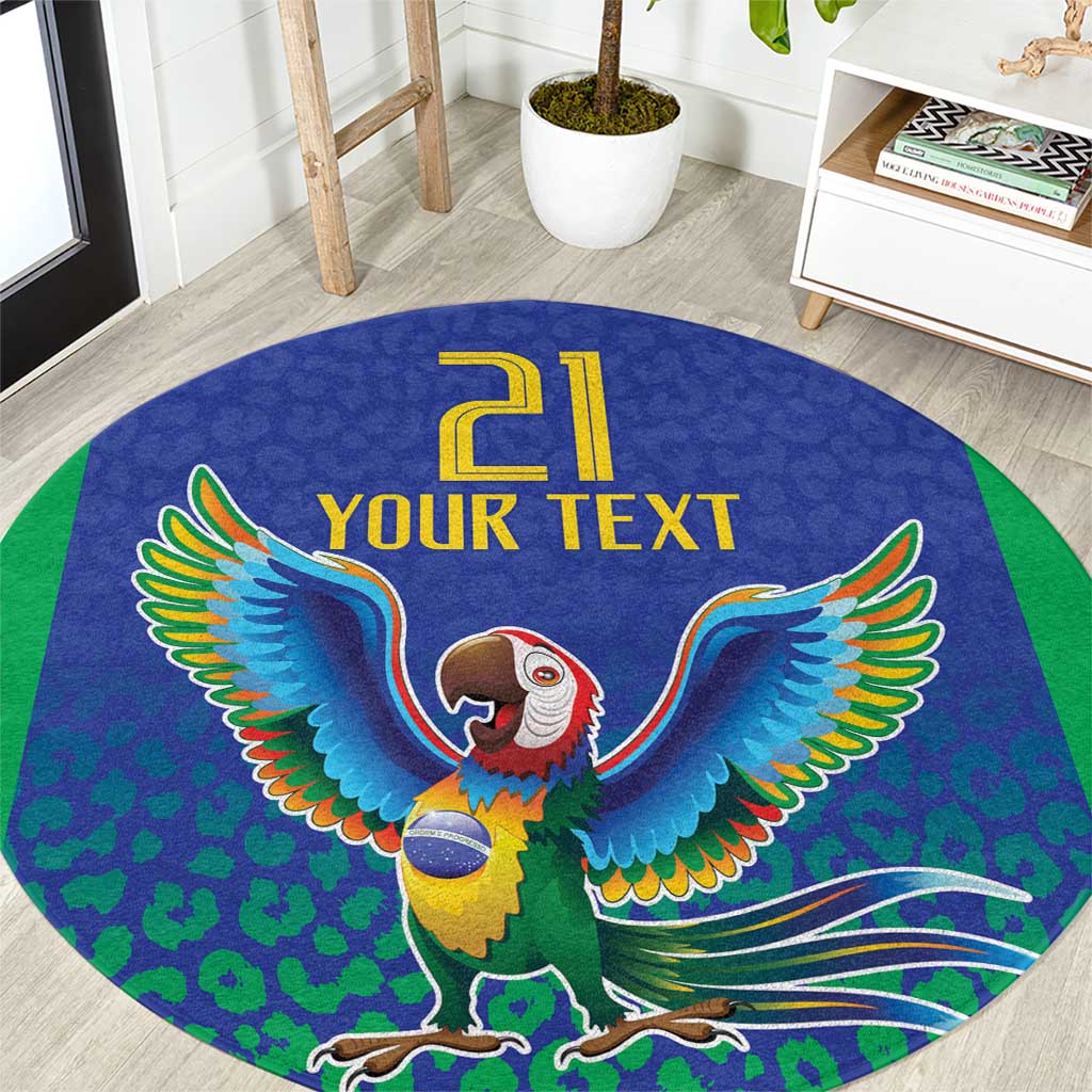 Brazil Canarinho Custom Round Carpet Macaw Mascot with Brazil Flag Colors