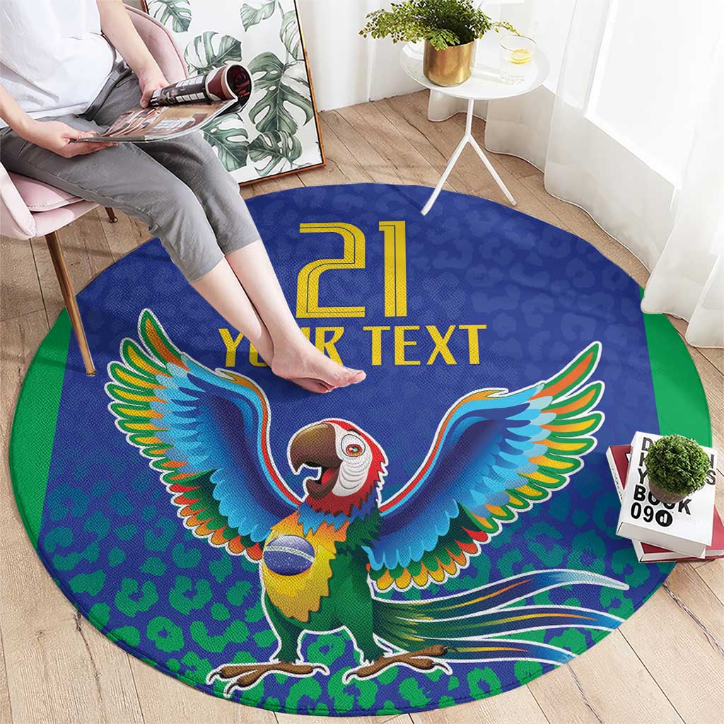 Brazil Canarinho Custom Round Carpet Macaw Mascot with Brazil Flag Colors