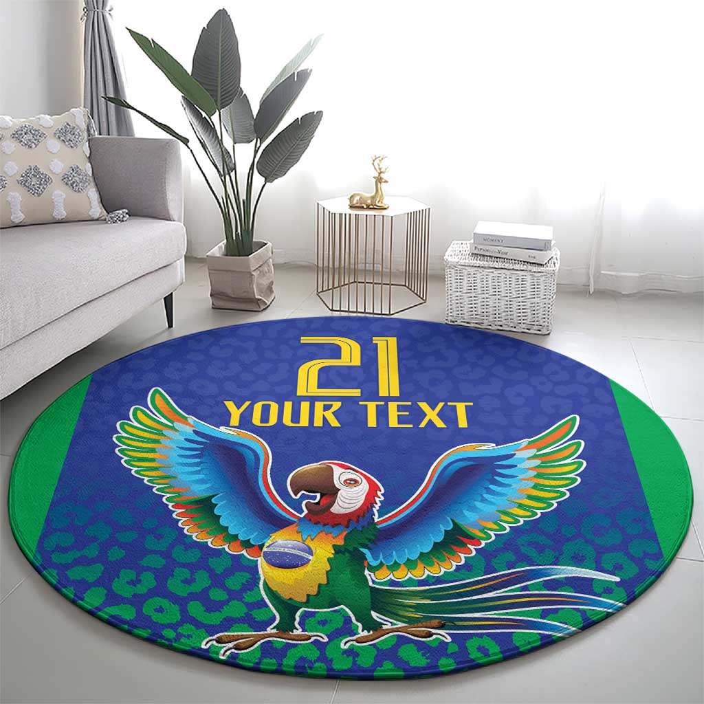 Brazil Canarinho Custom Round Carpet Macaw Mascot with Brazil Flag Colors