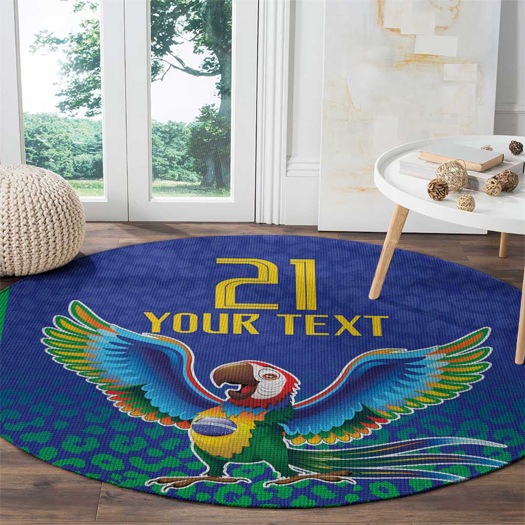 Brazil Canarinho Custom Round Carpet Macaw Mascot with Brazil Flag Colors