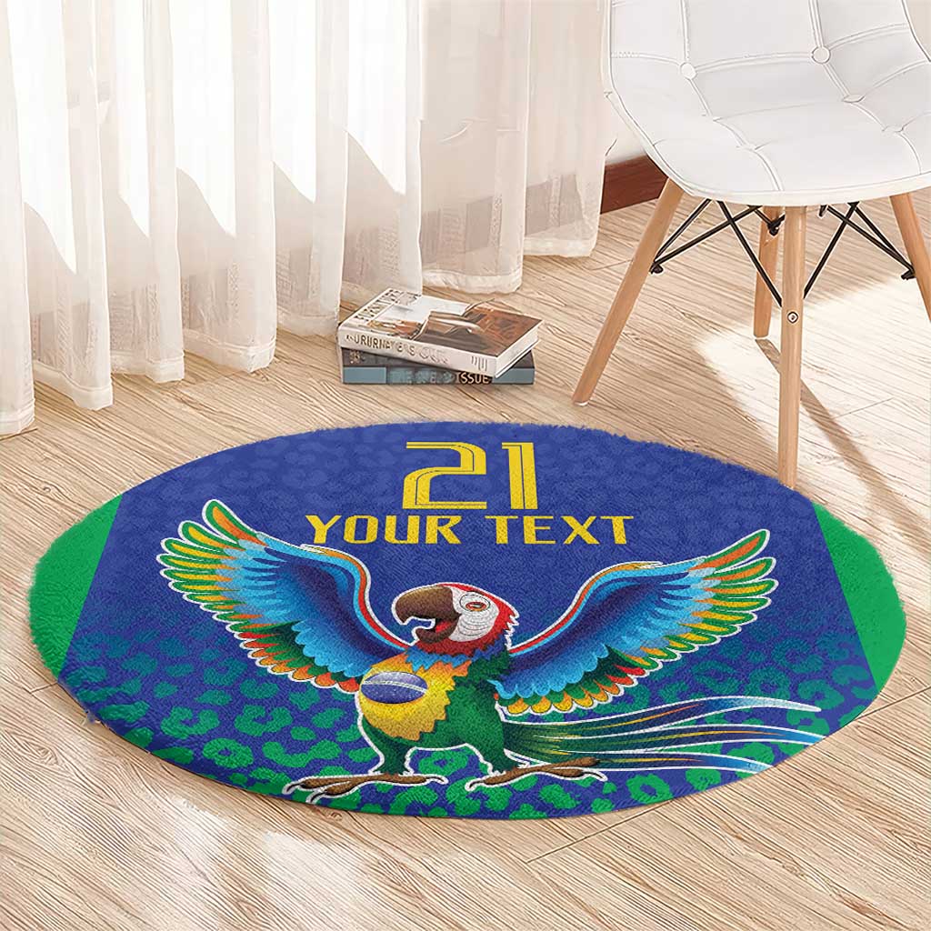 Brazil Canarinho Custom Round Carpet Macaw Mascot with Brazil Flag Colors