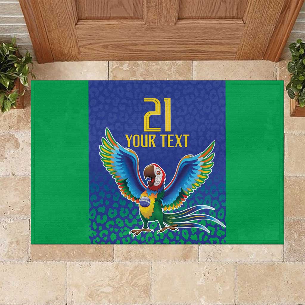Brazil Canarinho Custom Rubber Doormat Macaw Mascot with Brazil Flag Colors