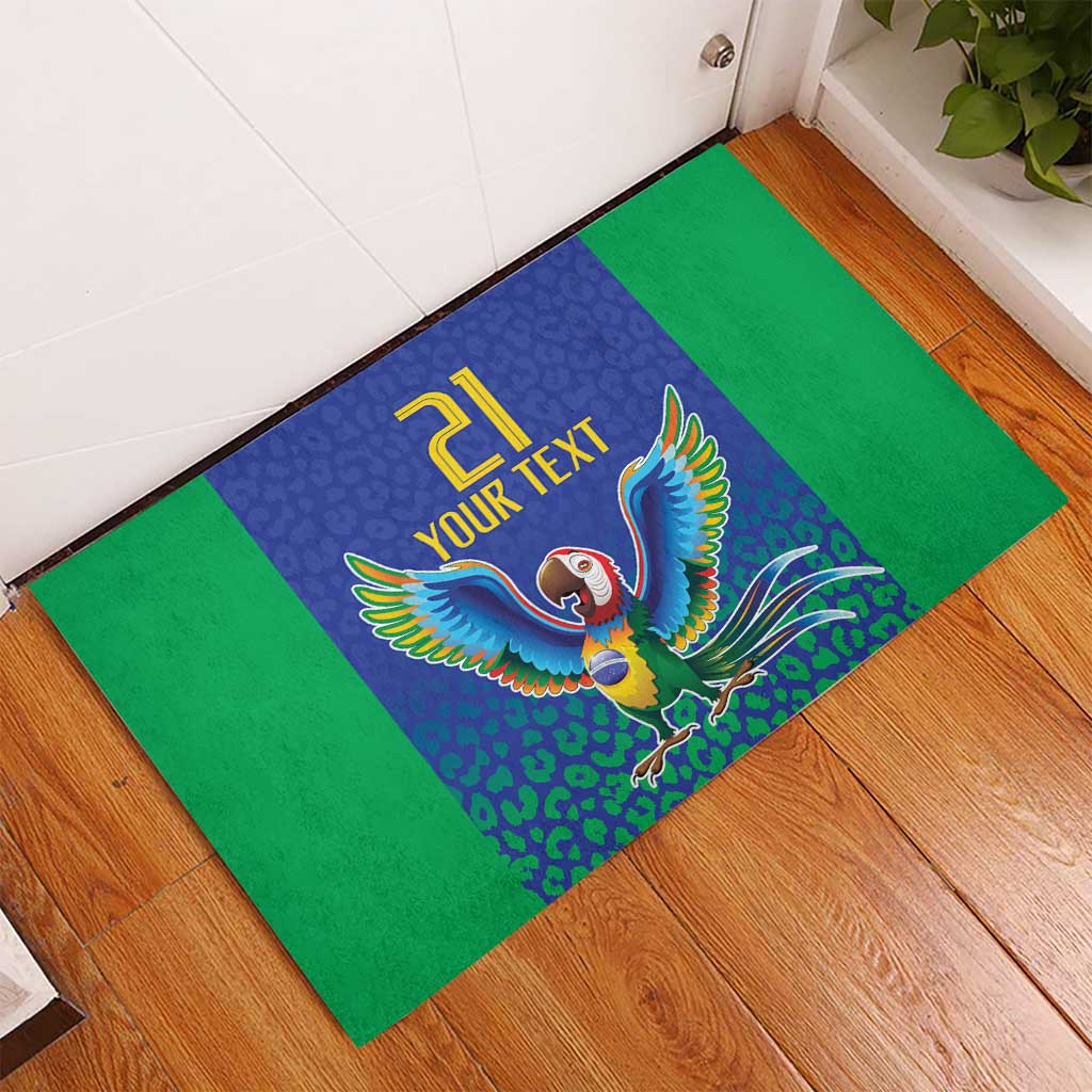 Brazil Canarinho Custom Rubber Doormat Macaw Mascot with Brazil Flag Colors
