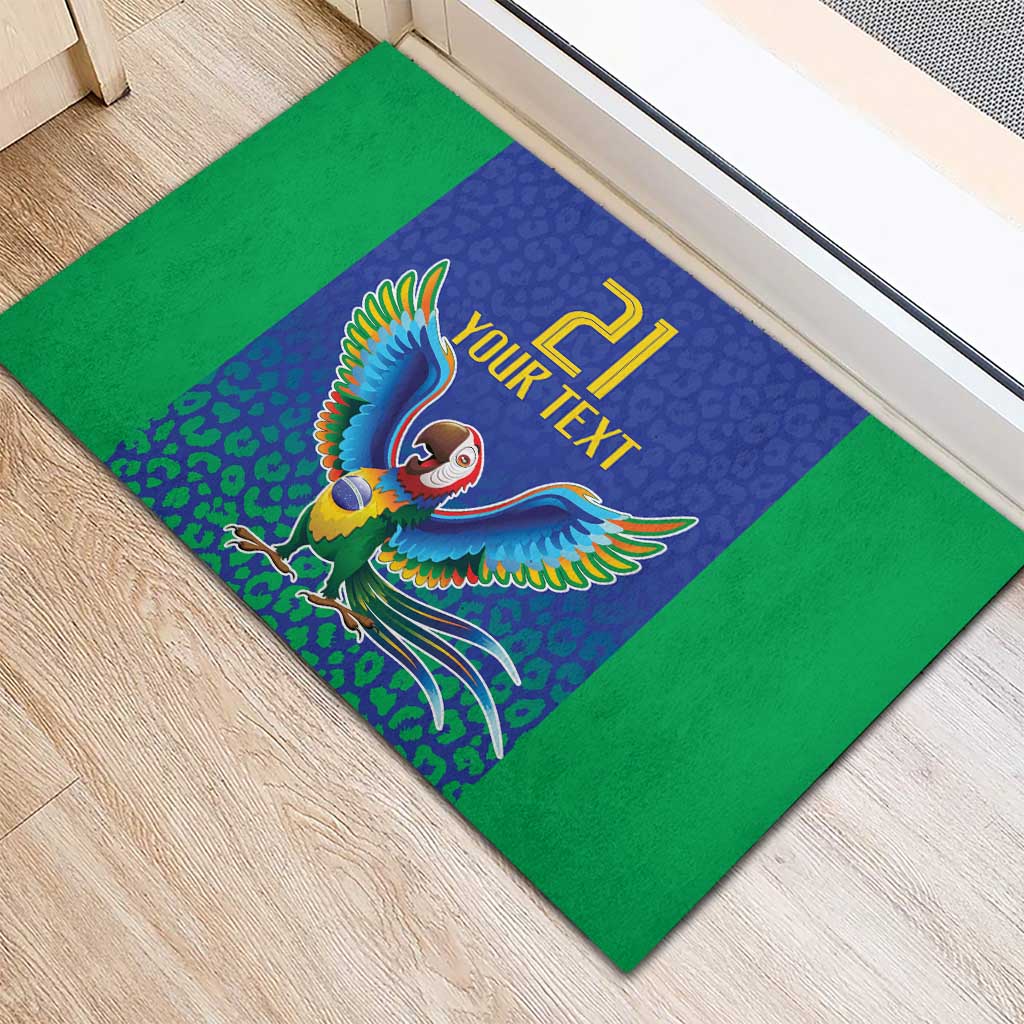 Brazil Canarinho Custom Rubber Doormat Macaw Mascot with Brazil Flag Colors