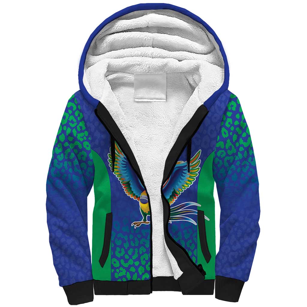 Brazil Canarinho Custom Sherpa Hoodie Macaw Mascot with Brazil Flag Colors