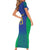Brazil Canarinho Custom Short Sleeve Bodycon Dress Macaw Mascot with Brazil Flag Colors