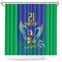 Brazil Canarinho Custom Shower Curtain Macaw Mascot with Brazil Flag Colors