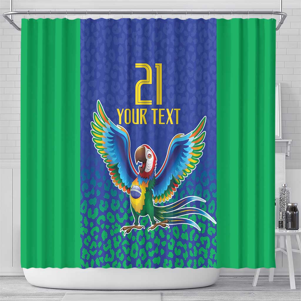Brazil Canarinho Custom Shower Curtain Macaw Mascot with Brazil Flag Colors
