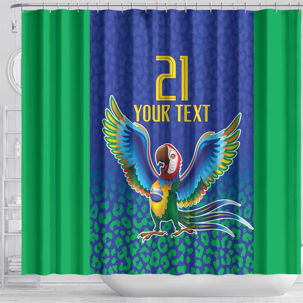 Brazil Canarinho Custom Shower Curtain Macaw Mascot with Brazil Flag Colors