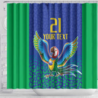 Brazil Canarinho Custom Shower Curtain Macaw Mascot with Brazil Flag Colors