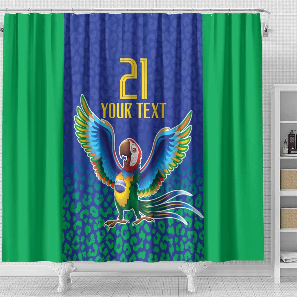 Brazil Canarinho Custom Shower Curtain Macaw Mascot with Brazil Flag Colors