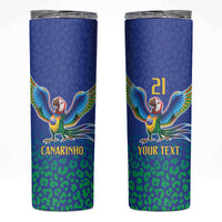 Brazil Canarinho Custom Skinny Tumbler Macaw Mascot with Brazil Flag Colors