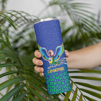 Brazil Canarinho Custom Skinny Tumbler Macaw Mascot with Brazil Flag Colors