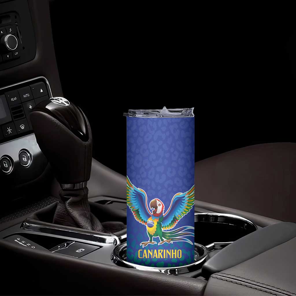 Brazil Canarinho Custom Skinny Tumbler Macaw Mascot with Brazil Flag Colors