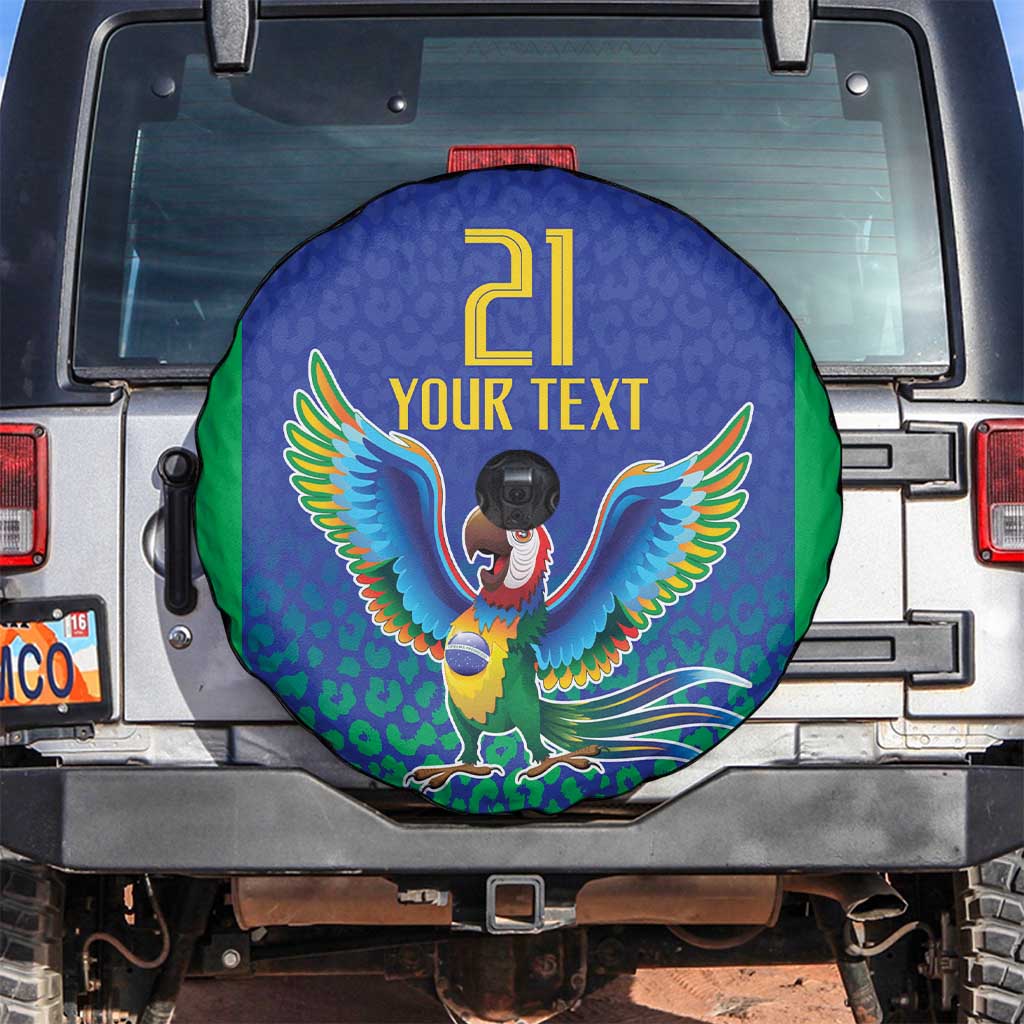 Brazil Canarinho Custom Spare Tire Cover Macaw Mascot with Brazil Flag Colors
