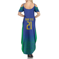 Brazil Canarinho Custom Summer Maxi Dress Macaw Mascot with Brazil Flag Colors