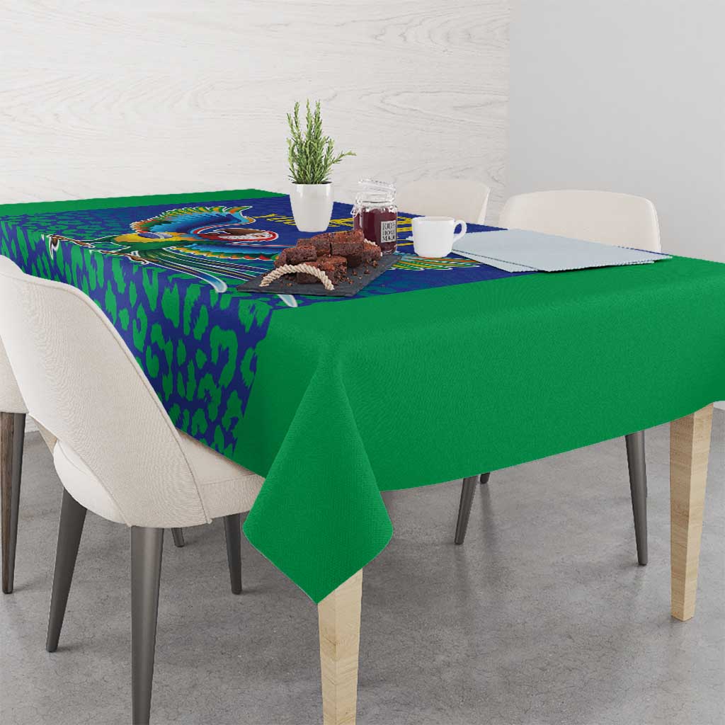 Brazil Canarinho Custom Tablecloth Macaw Mascot with Brazil Flag Colors