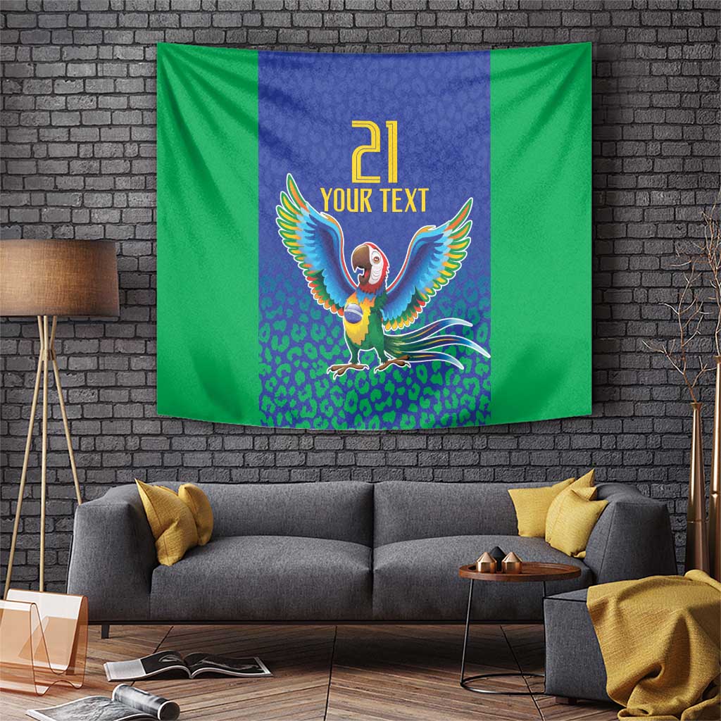 Brazil Canarinho Custom Tapestry Macaw Mascot with Brazil Flag Colors