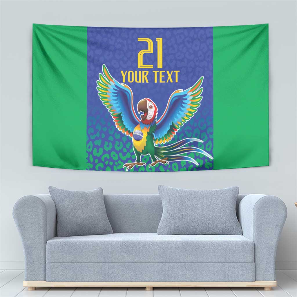 Brazil Canarinho Custom Tapestry Macaw Mascot with Brazil Flag Colors