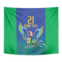 Brazil Canarinho Custom Tapestry Macaw Mascot with Brazil Flag Colors