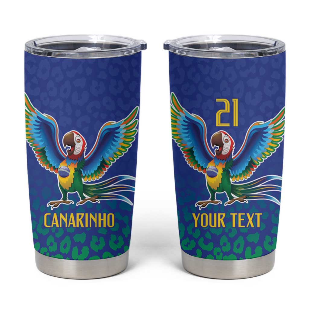 Brazil Canarinho Custom Tumbler Cup Macaw Mascot with Brazil Flag Colors