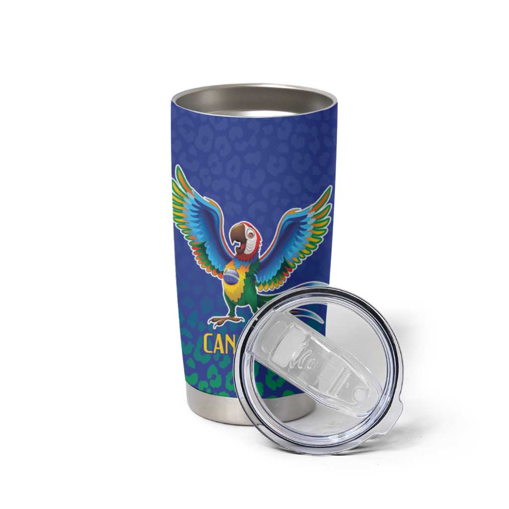 Brazil Canarinho Custom Tumbler Cup Macaw Mascot with Brazil Flag Colors