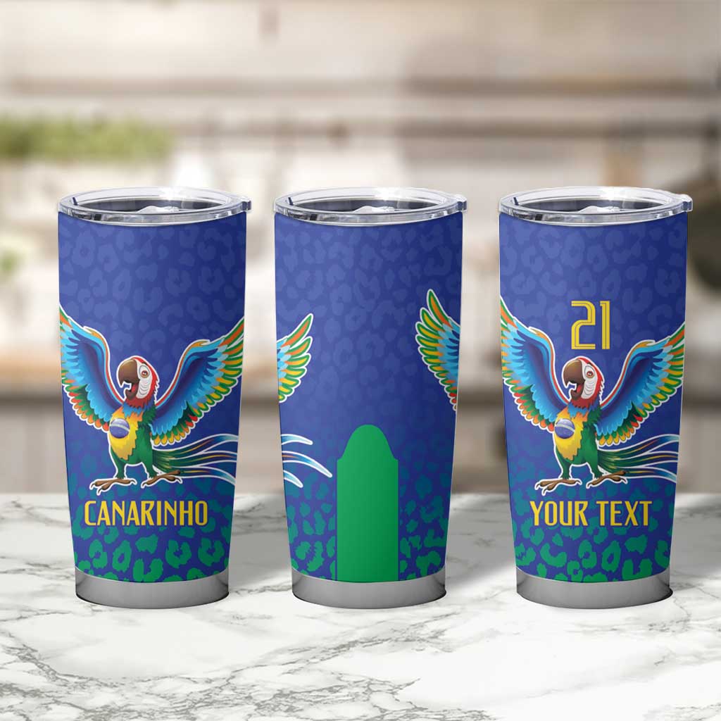 Brazil Canarinho Custom Tumbler Cup Macaw Mascot with Brazil Flag Colors