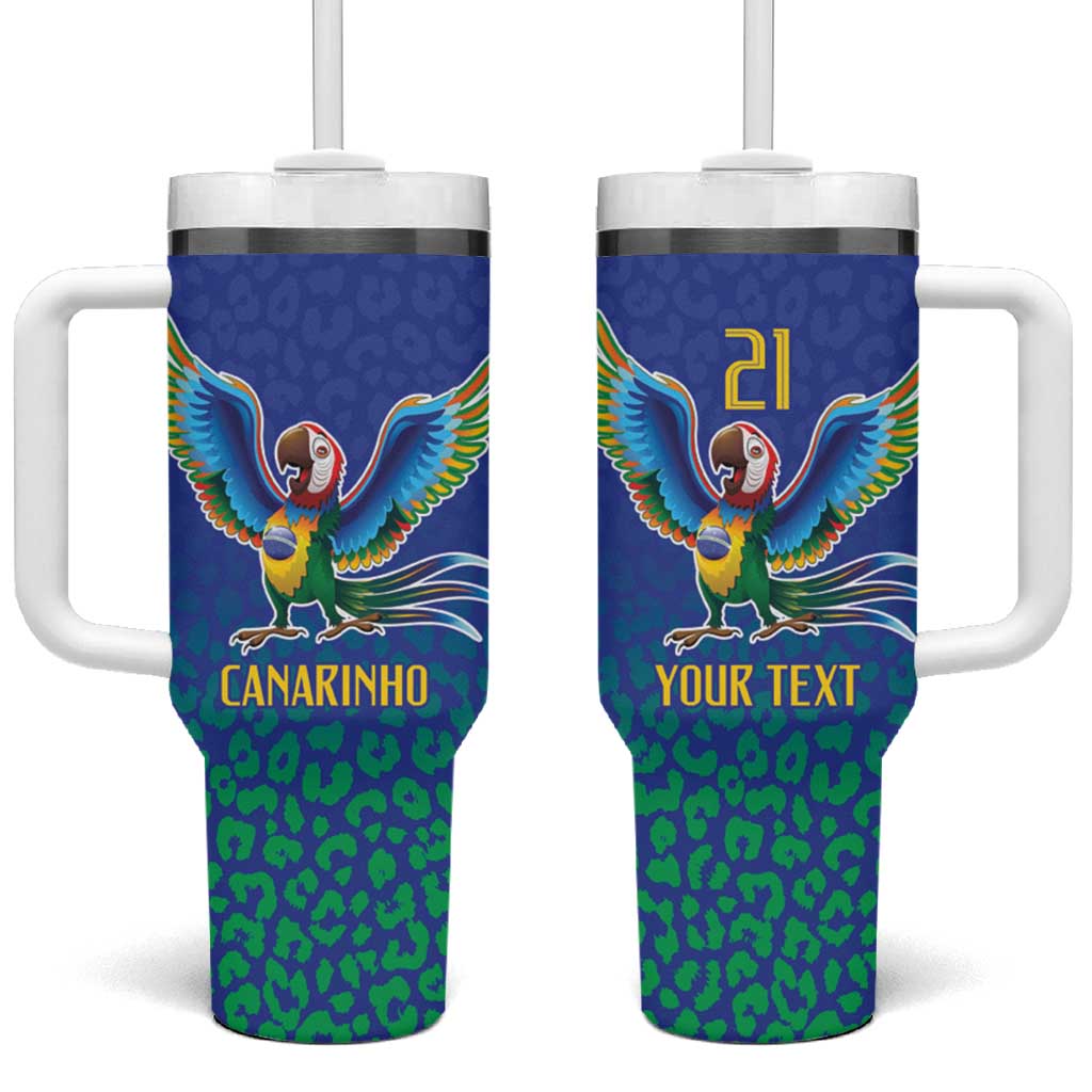 Brazil Canarinho Custom Tumbler With Handle Macaw Mascot with Brazil Flag Colors