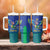 Brazil Canarinho Custom Tumbler With Handle Macaw Mascot with Brazil Flag Colors