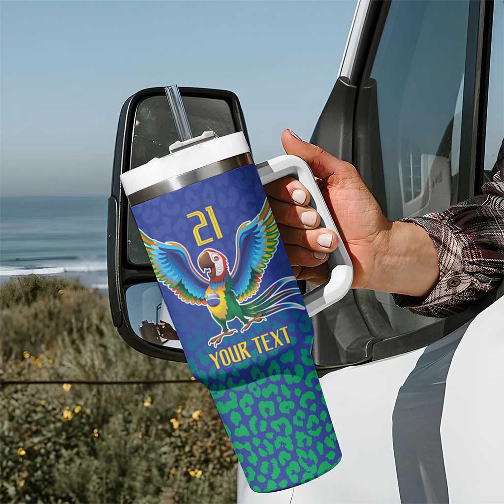 Brazil Canarinho Custom Tumbler With Handle Macaw Mascot with Brazil Flag Colors