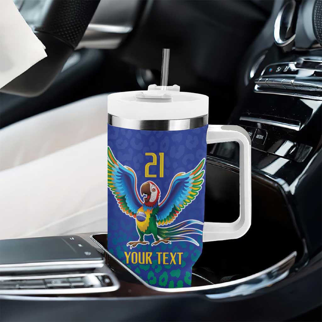 Brazil Canarinho Custom Tumbler With Handle Macaw Mascot with Brazil Flag Colors