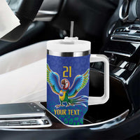 Brazil Canarinho Custom Tumbler With Handle Macaw Mascot with Brazil Flag Colors