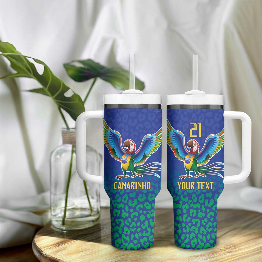 Brazil Canarinho Custom Tumbler With Handle Macaw Mascot with Brazil Flag Colors