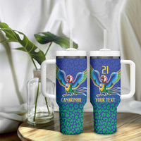 Brazil Canarinho Custom Tumbler With Handle Macaw Mascot with Brazil Flag Colors