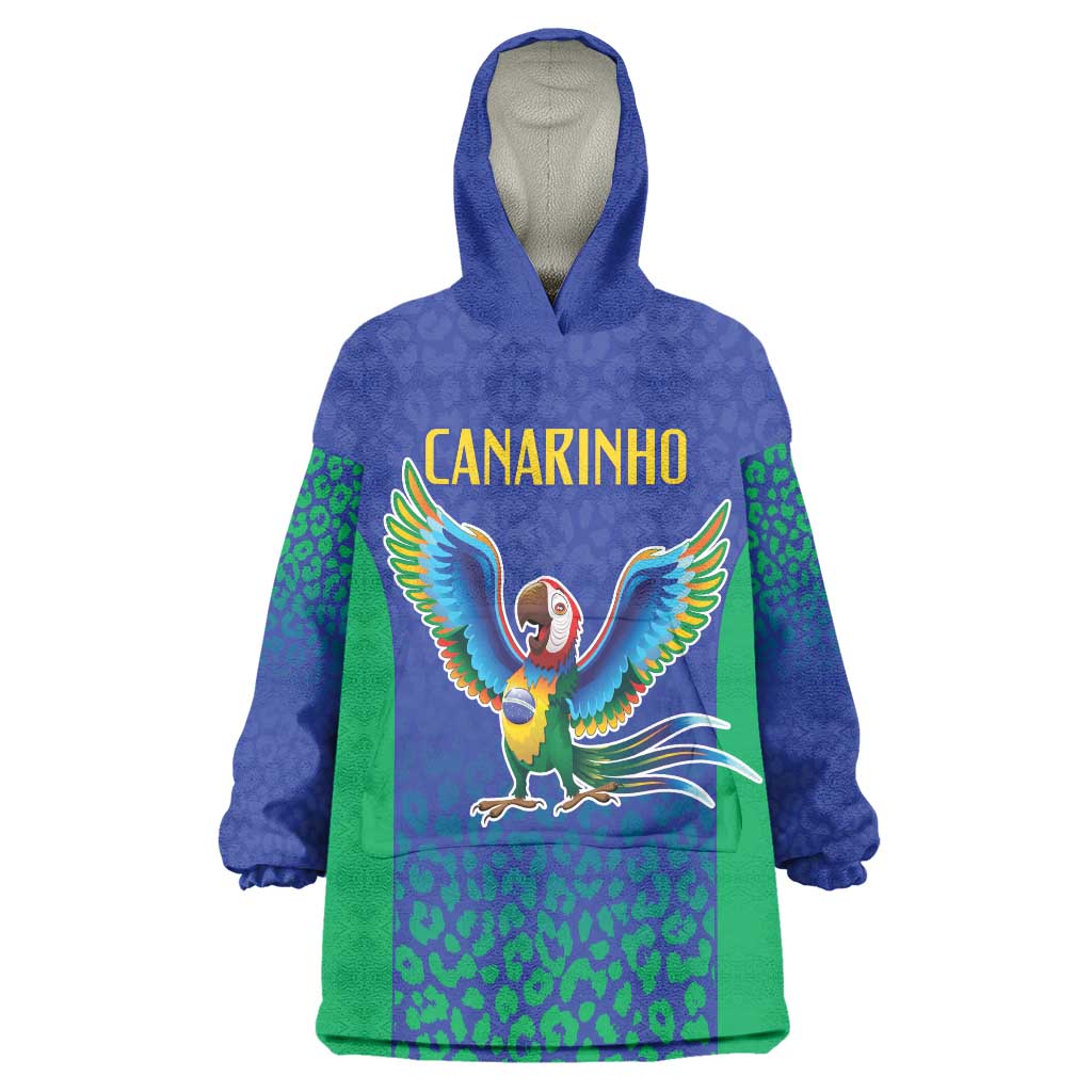 Brazil Canarinho Custom Wearable Blanket Hoodie Macaw Mascot with Brazil Flag Colors