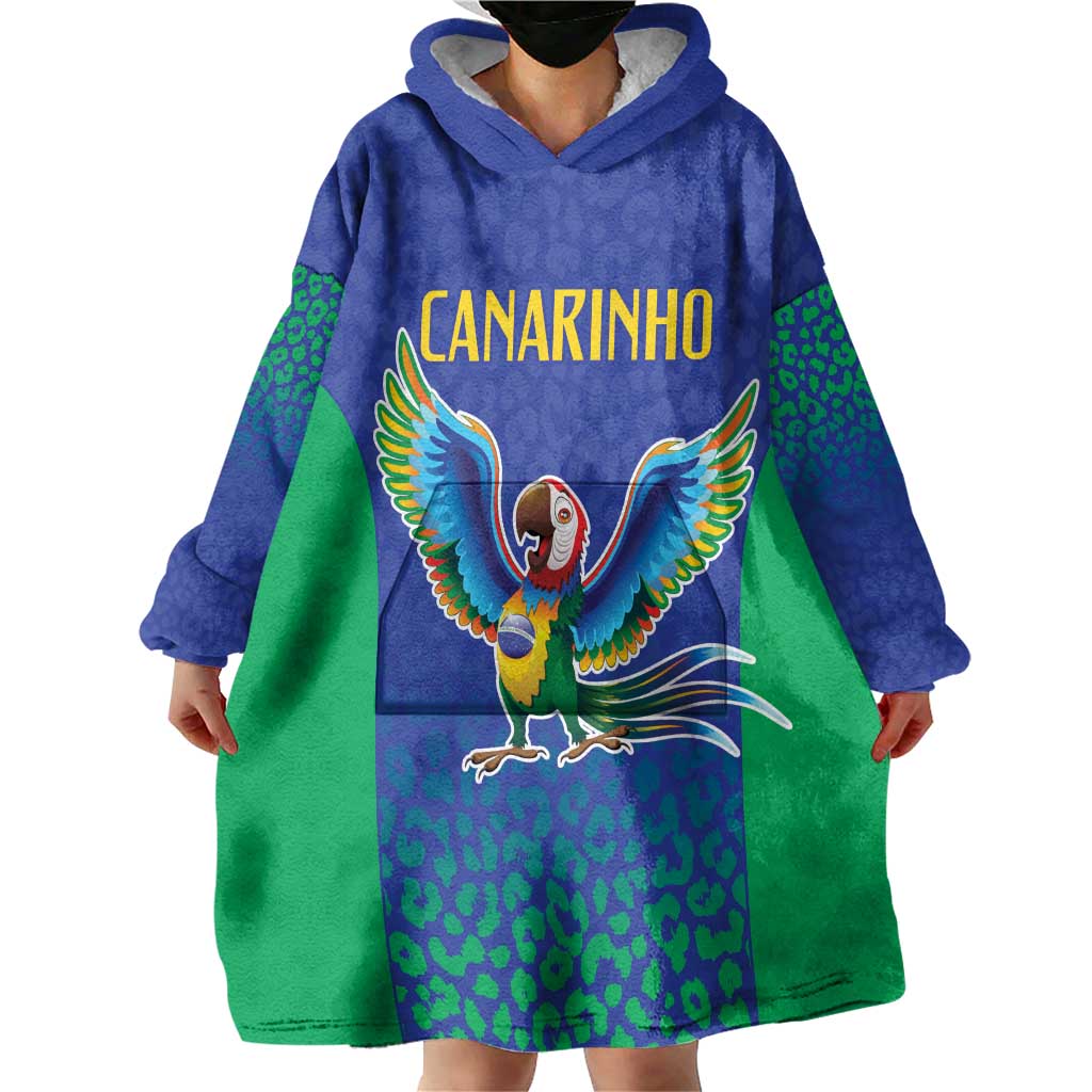 Brazil Canarinho Custom Wearable Blanket Hoodie Macaw Mascot with Brazil Flag Colors