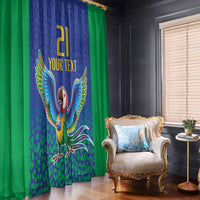 Brazil Canarinho Custom Window Curtain Macaw Mascot with Brazil Flag Colors