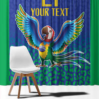 Brazil Canarinho Custom Window Curtain Macaw Mascot with Brazil Flag Colors