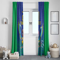 Brazil Canarinho Custom Window Curtain Macaw Mascot with Brazil Flag Colors