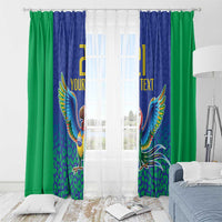 Brazil Canarinho Custom Window Curtain Macaw Mascot with Brazil Flag Colors