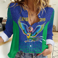 Brazil Canarinho Custom Women Casual Shirt Macaw Mascot with Brazil Flag Colors