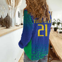 Brazil Canarinho Custom Women Casual Shirt Macaw Mascot with Brazil Flag Colors