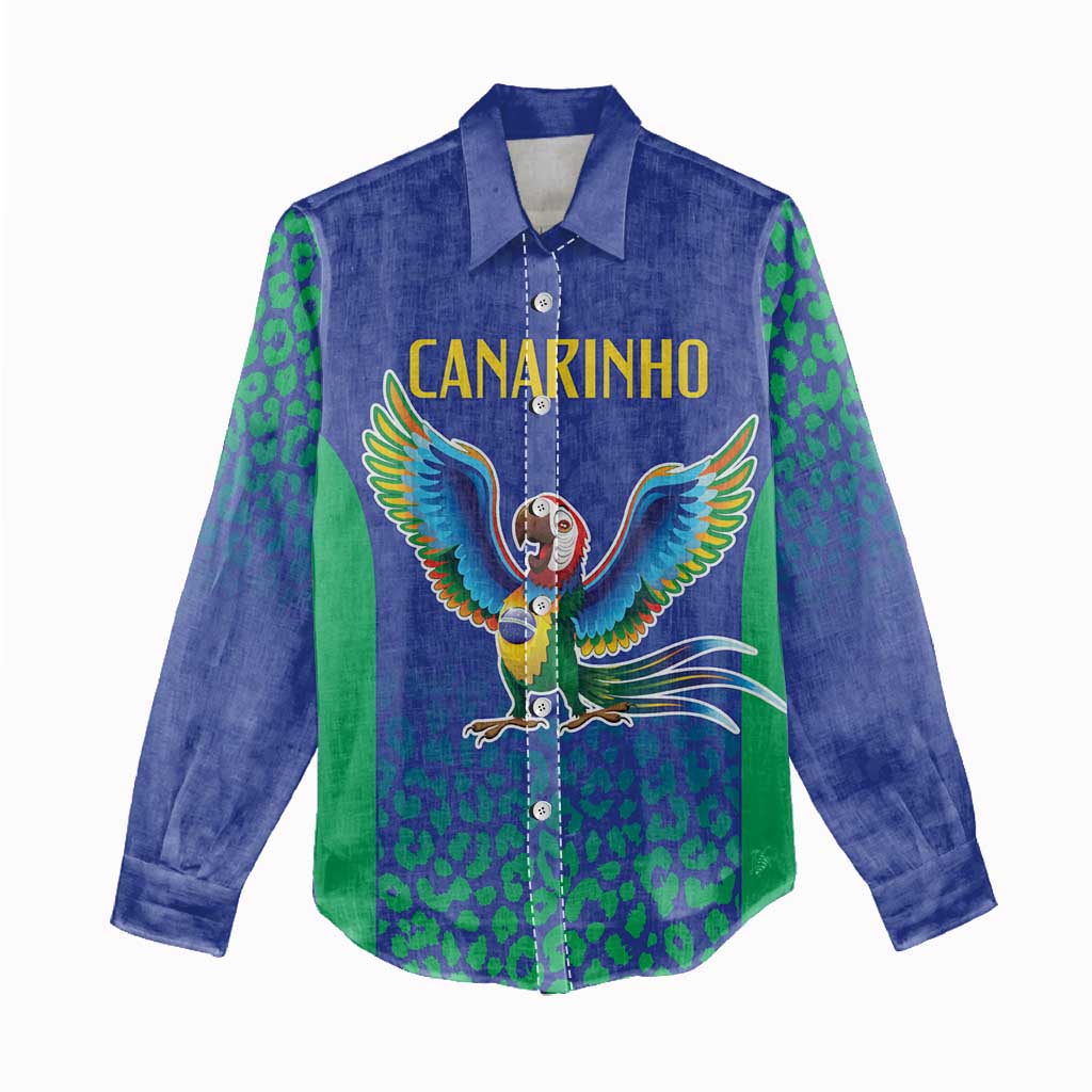Brazil Canarinho Custom Women Casual Shirt Macaw Mascot with Brazil Flag Colors