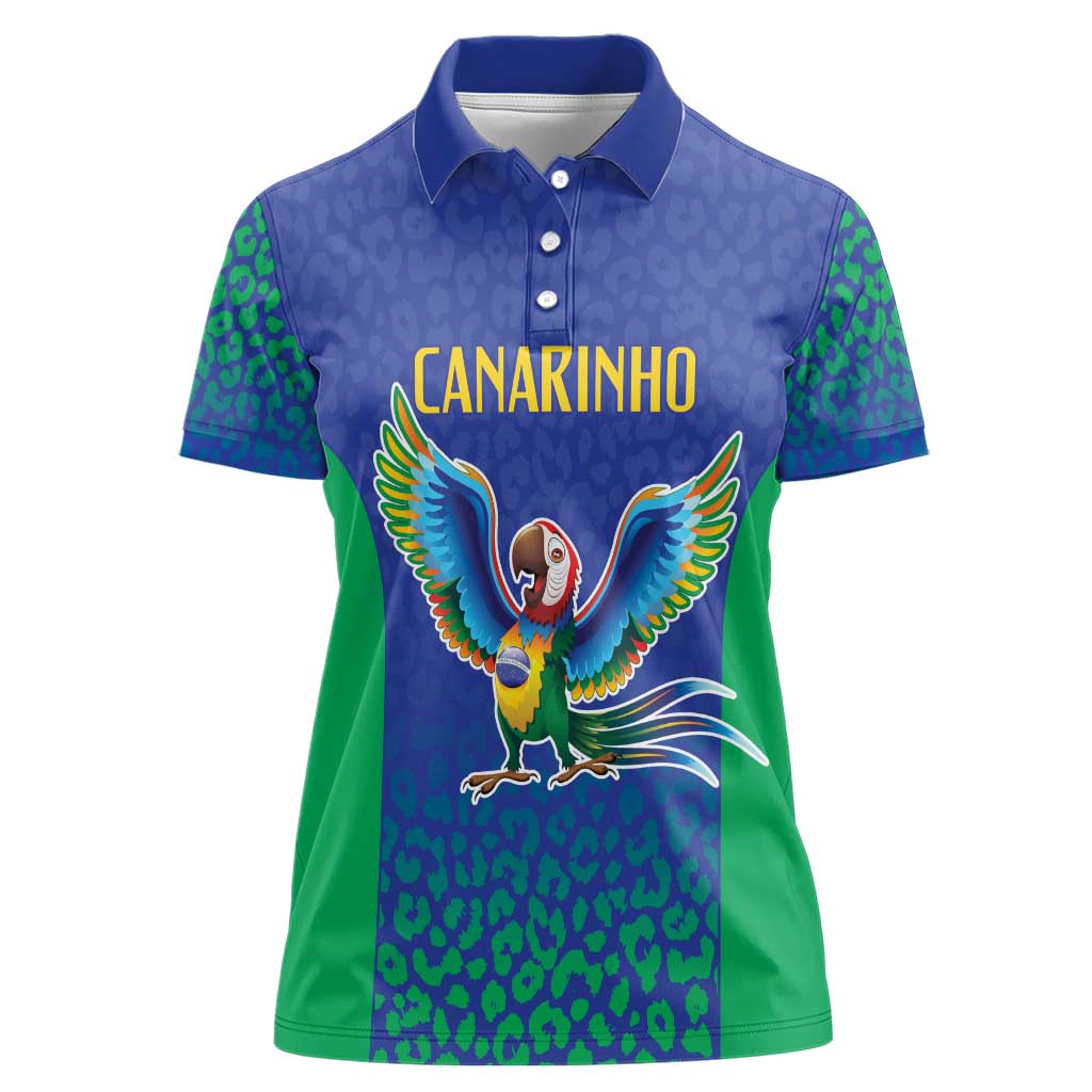 Brazil Canarinho Custom Women Polo Shirt Macaw Mascot with Brazil Flag Colors
