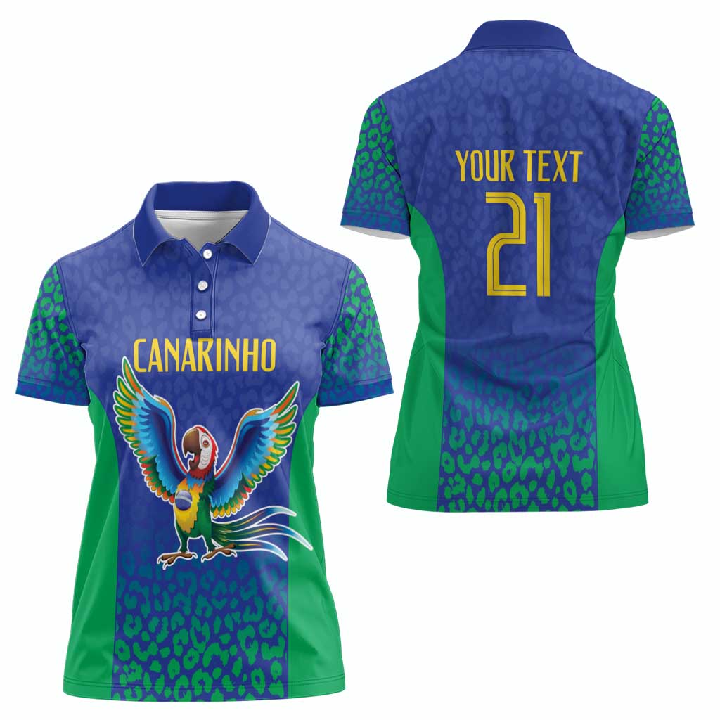 Brazil Canarinho Custom Women Polo Shirt Macaw Mascot with Brazil Flag Colors