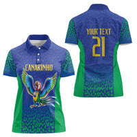 Brazil Canarinho Custom Women Polo Shirt Macaw Mascot with Brazil Flag Colors