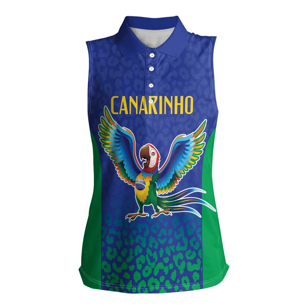 Brazil Canarinho Custom Women Sleeveless Polo Shirt Macaw Mascot with Brazil Flag Colors