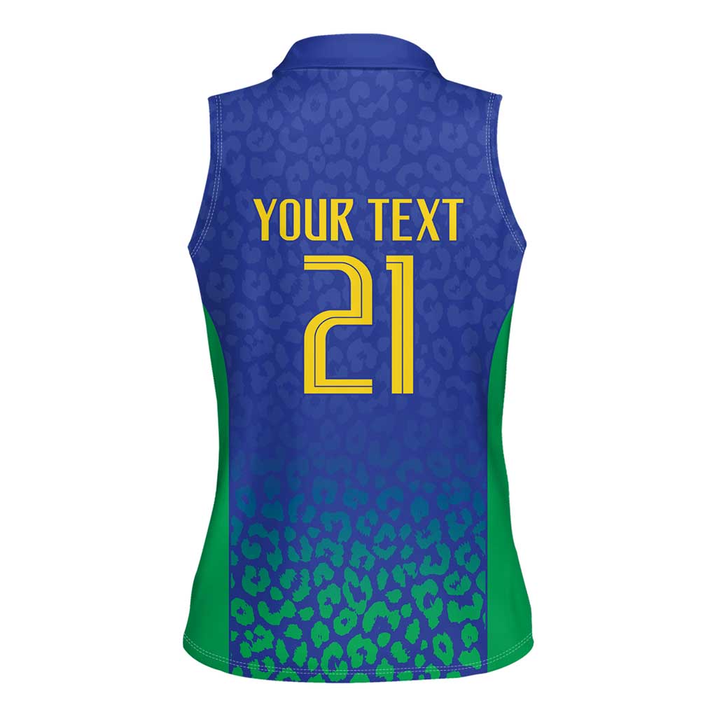 Brazil Canarinho Custom Women Sleeveless Polo Shirt Macaw Mascot with Brazil Flag Colors